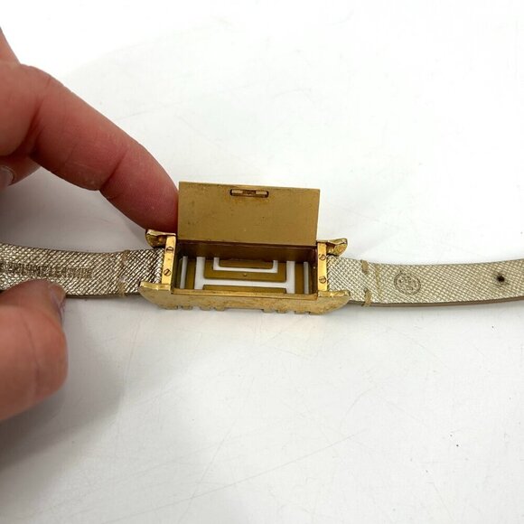 TORY BURCH Gold Tone Metallic Fitbit Holder Leather Wrap Bracelet - Picture 8 of 10